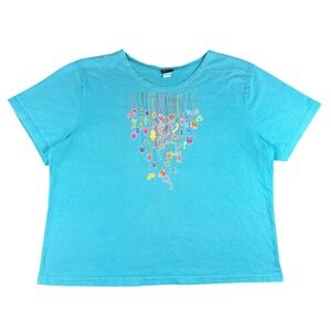 Sabaku Artwear Teal Blue T Shirt Women's 1x Garden Hanging Glass Graphic Print